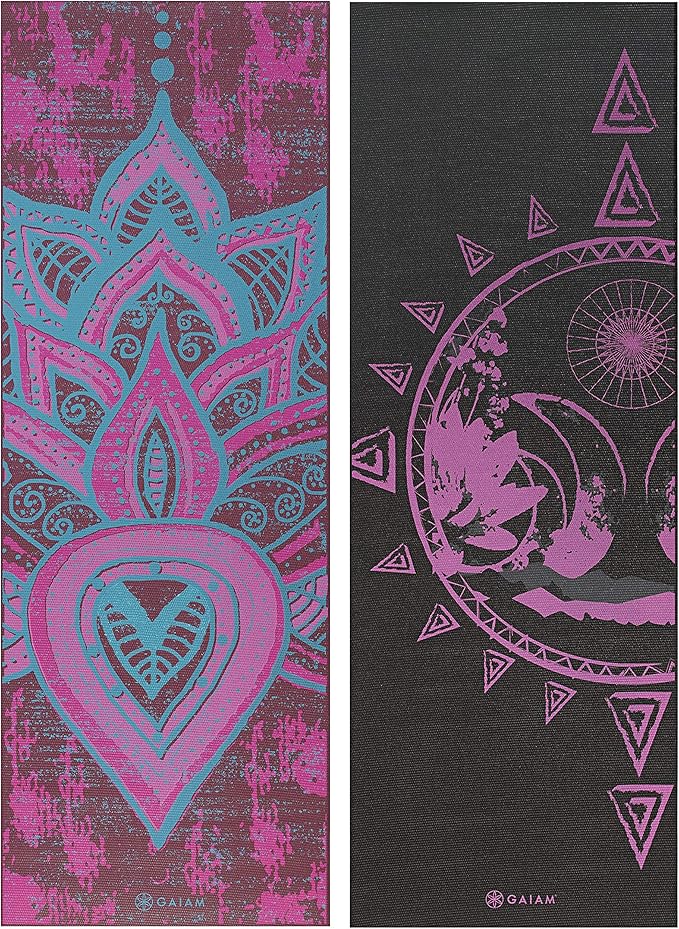 Gaiam Yoga Mat - Premium 6mm Print Reversible Extra Thick Non Slip Exercise & Fitness Mat for All Types of Yoga, Pilates & Floor Workouts (68" x 24" x 6mm Thick)-FlexoryFit