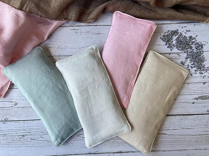 Organic Linen Eye Pillow - Lavender & Flaxseed for Relaxation, Yoga, Stress Relief - Microwavable Heating Pad & Cool Compress - Made in USA - Gifts for Meditation-FlexoryFit