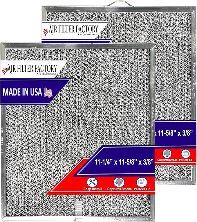Air Filter Factory Range Hood Filter BPQTF, 99010317, QT2000, WA6500, WA65F, S99010317 Replacement For Broan Nutone Aluminum Grease Mesh Charcoal Carbon Combo Filter 11-1/4" X 11-5/8" X 3/8" 2-Pack