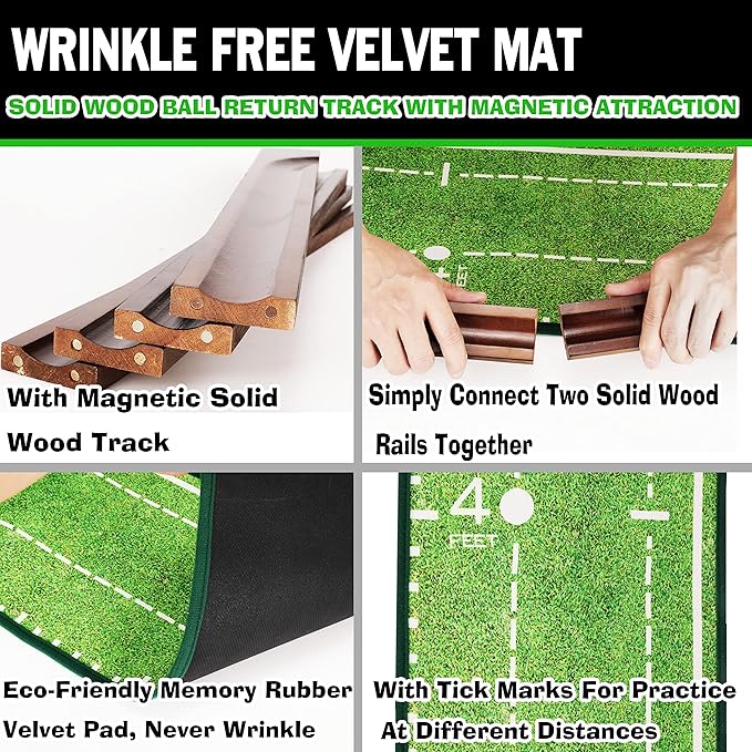 Putting Green Indoor Mat Outdoor Golf Putting Mat with Automatic Ball Return - Ideal for Home, Office, and Outdoor Use