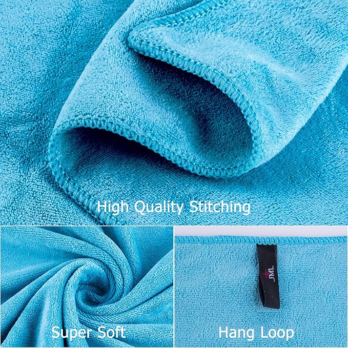 JML Microfiber Bath Towels, Bath Towel Set (6 Pack, 27" x 55") - Extra Absorbent and Fast Drying,Multipurpose Microfiber Towel for Bath, Beach, Pool, Sports, Yoga - Sky Blue-FlexoryFit