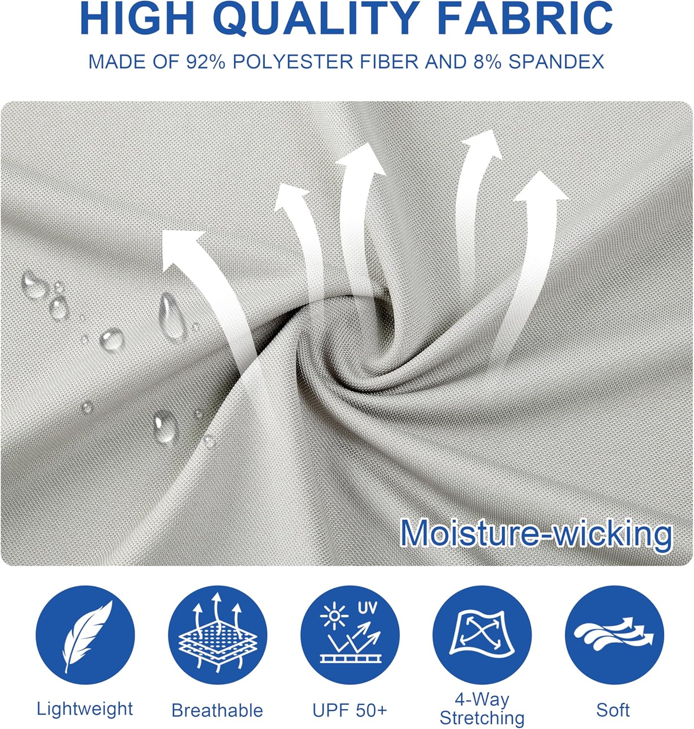 Mens Golf Shirt Short Sleeve Moisture Wicking Dry Fit Performance Solid Casual Pique Collared Golf Polo Shirts for Men