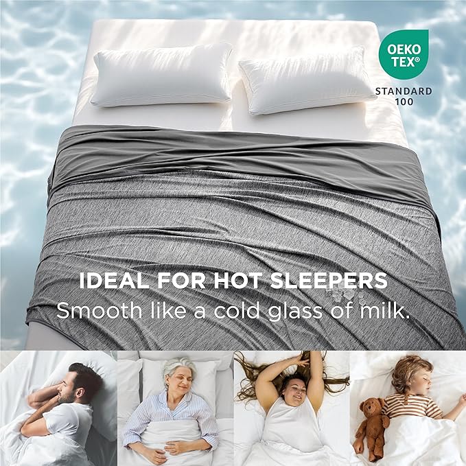Bedsure Summer Cooling Blanket for Hot Sleepers with Sports Mesh Design, Arc-Chill Q-Max 0.4 Lightweight Breathable Ice Cold Blanket Throws for Night Sweats, 50 x 70 Inches, Mesh Grey
