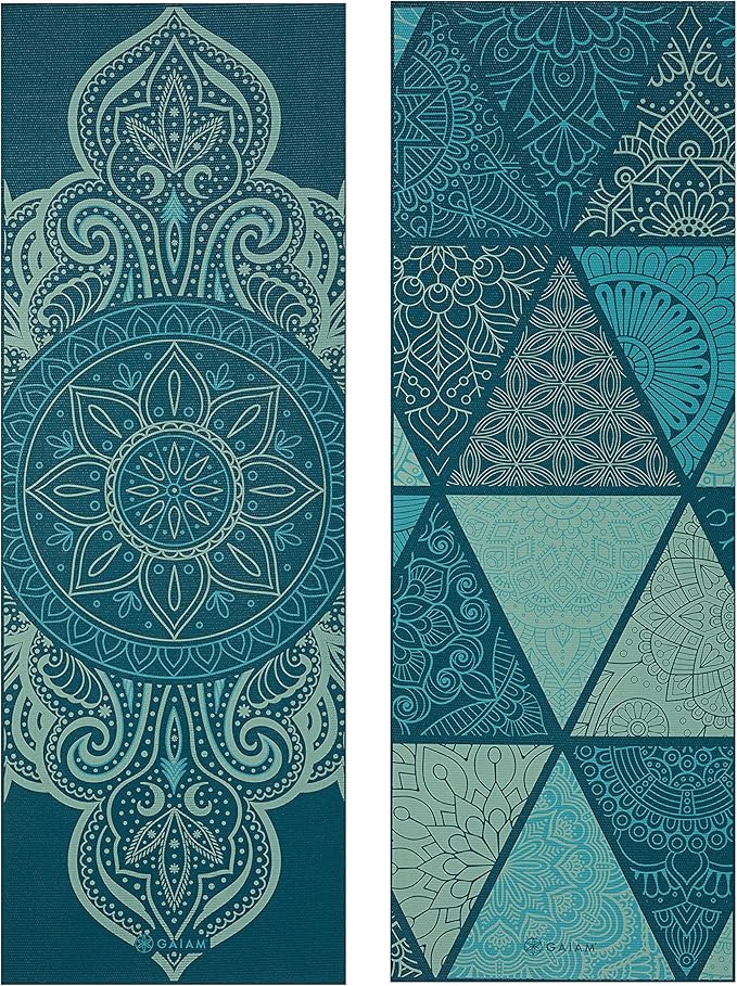 Gaiam Yoga Mat - Premium 6mm Print Reversible Extra Thick Non Slip Exercise & Fitness Mat for All Types of Yoga, Pilates & Floor Workouts (68" x 24" x 6mm Thick)-FlexoryFit