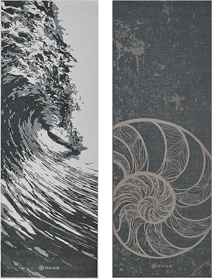Gaiam Yoga Mat - Premium 6mm Print Reversible Extra Thick Non Slip Exercise & Fitness Mat for All Types of Yoga, Pilates & Floor Workouts (68" x 24" x 6mm Thick)-FlexoryFit