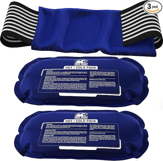 Ice Packs for Injuries Reusable (3-Piece Set) – Hot and Cold Ice Pack Therapy Gel Wrap Support – Supports Recovery, Joint and Muscle Pain – Knees, Back & More (3 Piece Set - Classic)-FlexoryFit